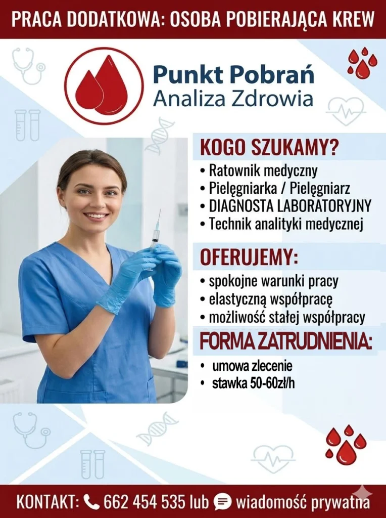 Oferta Pracy do punktu pobrań Analiza Zdrowia