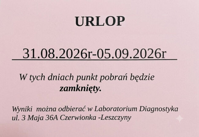 Punkt Pobrań zamknięty od 31.08 do 05.09