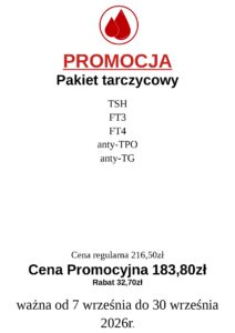 Promocja miesiąca wrzesień na Pakiet tarczycowy 183,80 zł