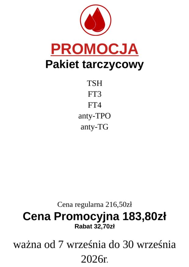 Promocja miesiąca wrzesień na Pakiet tarczycowy 183,80 zł